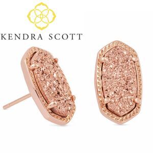 NWOT Kendra Scott Elisa Rose Gold Drusy Stud Earrings